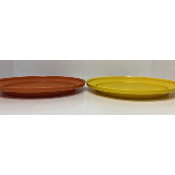SET OF 2 VINTAGE TUPPERWARE CIRCLE PLATES HARVEST COLORS 1337 - Picture 3 of 5